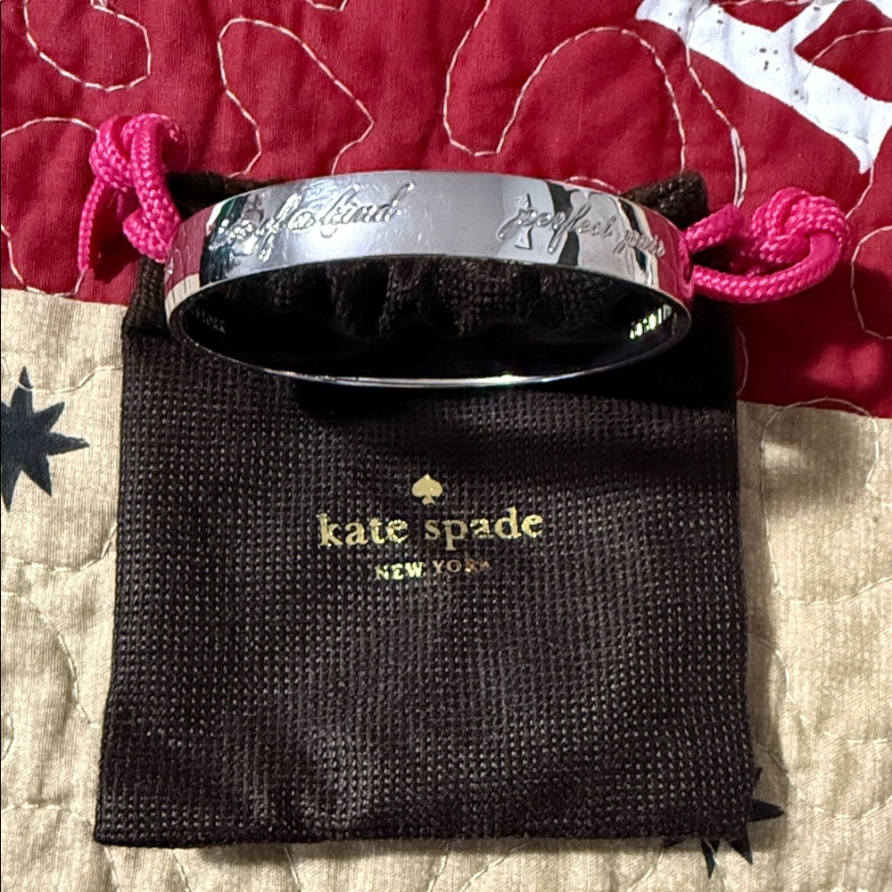 Kate Spade Shiny Silver Engraved Bangle